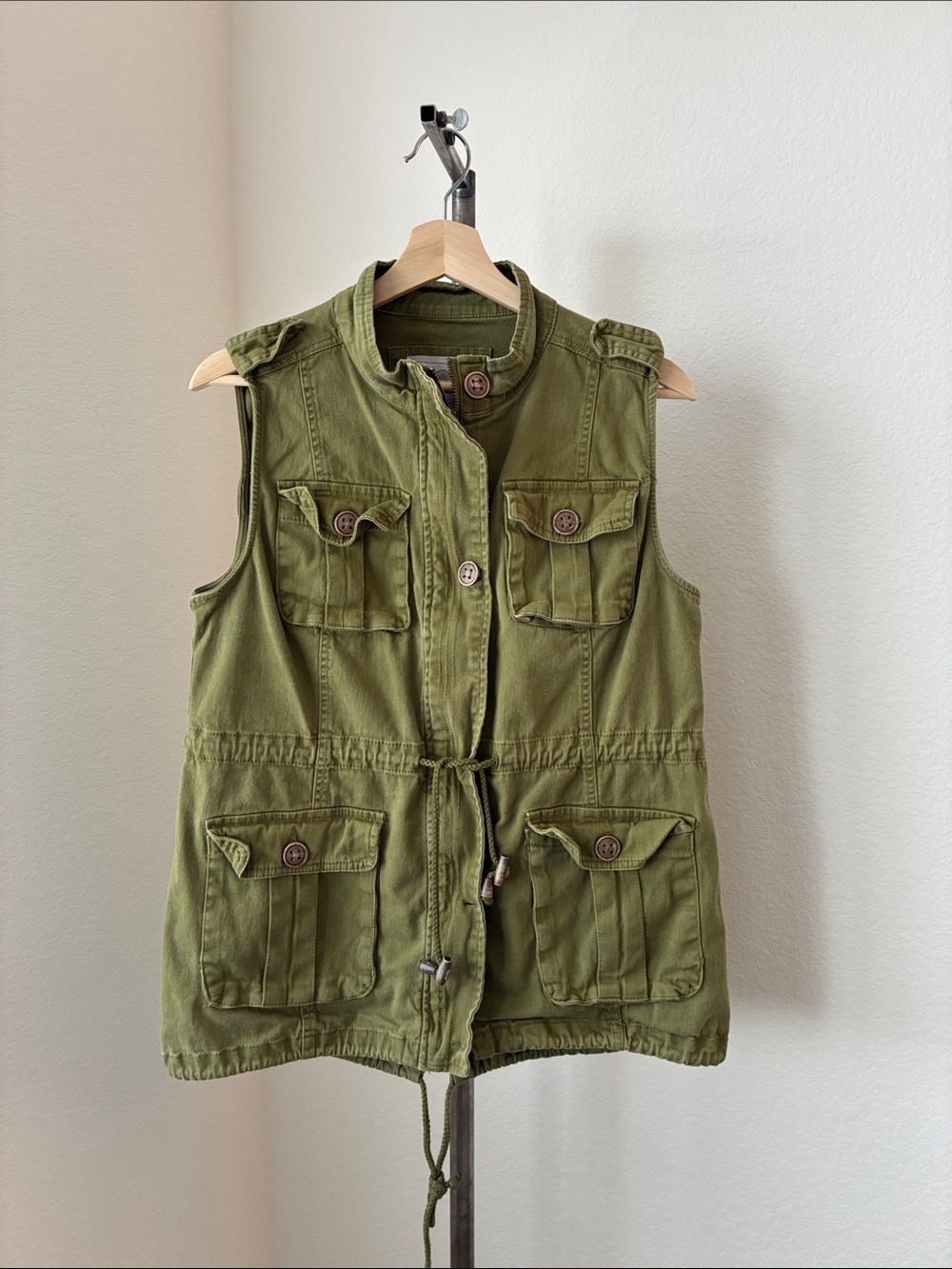 As-Is 1 Sunset Lane sz L Green Utility Vest Olive Streetwear Gorpcore